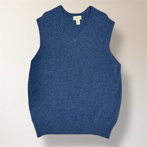 L.L. Bean Men’s XL Tall Blue Lambswool Knit Vest V-Neck Pullover Sweater Grandpa